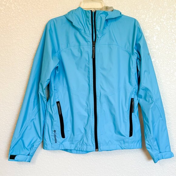 Columbia Titanium Omni-Tech Windbreaker Jacket Youth 18 / 20 Blue Waterproof - Picture 1 of 8